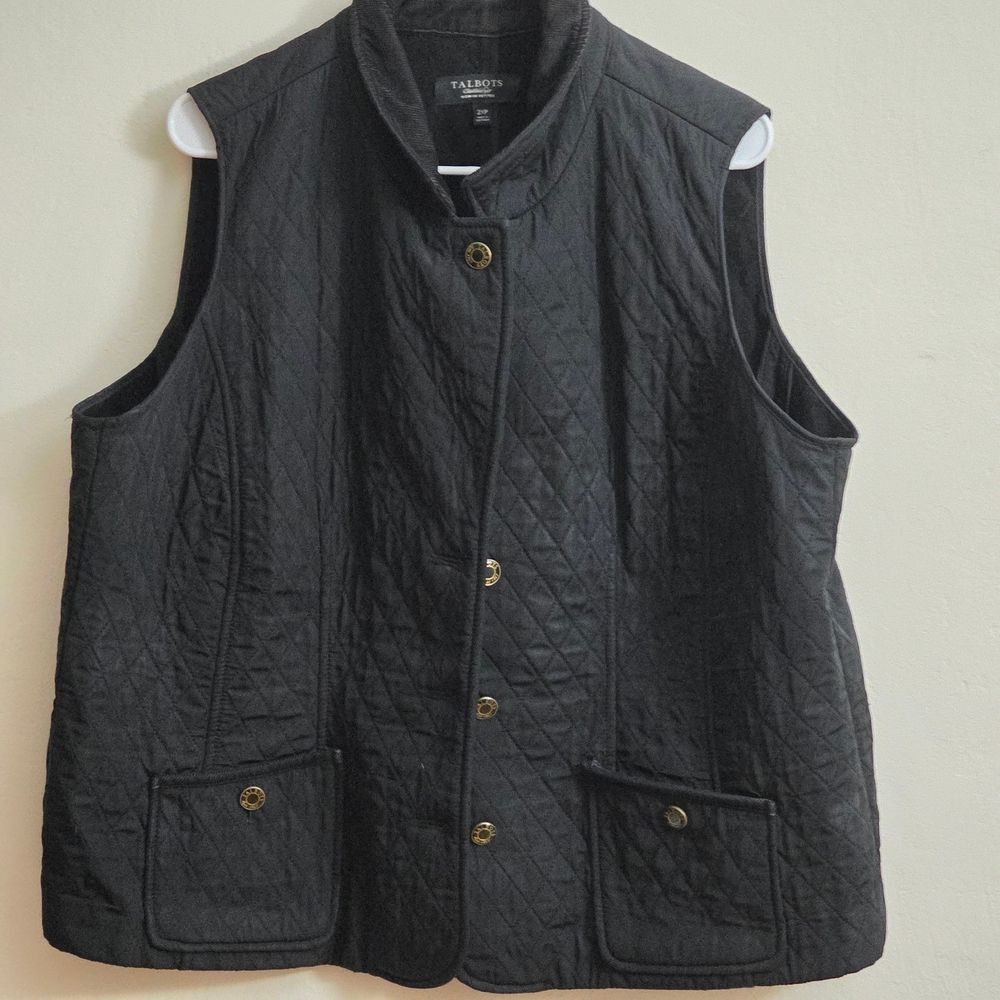 Talbots Black Quilted Vest
